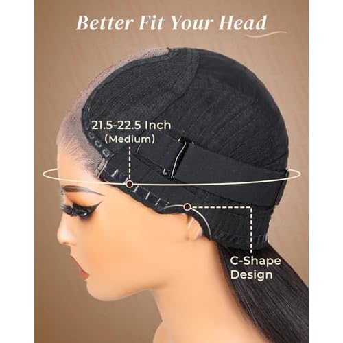 Arabella 12inch Bob Wig Human Hair Real Ready to Go Glueless Wig 12a Straight Bob Wigs Human Hair Pre Cut Only Middle Part Lace Front Wigs Pre Bleached Tiny Knots (12inch, 6x6x1 Glueless)