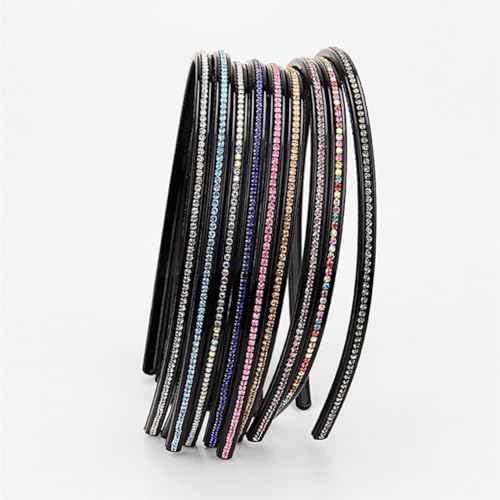 Ruihfas 6Pcs Bling Bling 1 Rows Crystal Rhinestone Headband for Women Girls Thin Hair Hoop Fashion