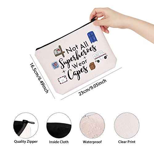 TSOTMO Mail Lady Gift Not All Superheroes Wear Capes Mailman Mail Carrier Appreciation Gift Makeup Bag (Wear capes mail lady)