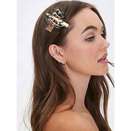 Christmas Hair Pins for Women Girls Rhinestone Crystal Snowflake Reindeer Wreath Xmas Tree Hair Clips Barrettes Accessories Festive Holiday Party Favors (Xmas tree wreath hair pins)