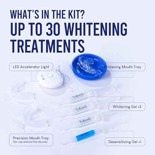VieBeauti Teeth Whitening Kit with LED Light for Sensitive Teeth, 35% Carbamide Peroxide, Remineralizing Gel for Fast Results Mint