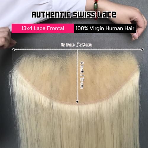 Honey Blonde Frontal Only Human Hair 13x4 Straight Lace Frontal Closure 100% Unprocessed Brazilian Virgin Human Hair Pre Plucked with Baby Hair Around - 20 Inch 13x4 613 Front Only