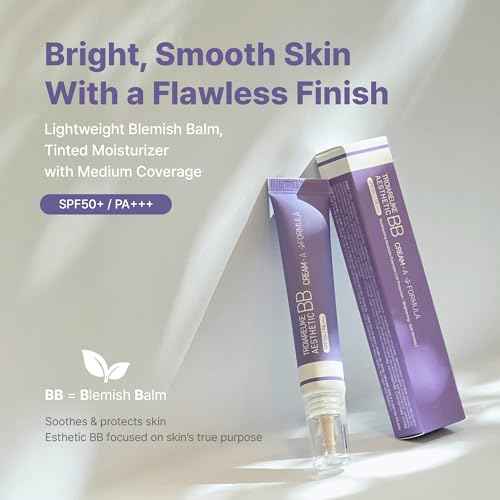 TROIAREUKE Aesthetic BB Cream A+ Formula (21 Beige) SPF50+ PA+++, Lightweight Blemish Balm, Tinted Moisturizer with Medium Coverage, Lasting Foundation Makeup Base for Oily Skin | Korean Beauty Makeup
