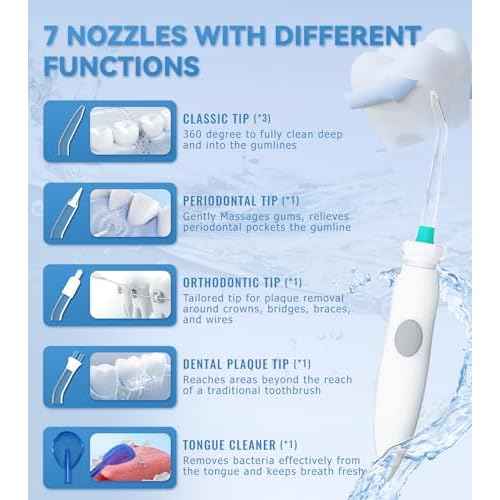 Water Dental Flosser for Teeth Cleaning with 1000ML Large Capacity and UV Storage, 10 Adjustable Pressure Electric Oral Irrigator with 7 Jet Tips for Home Use, Gums, Braces (Ivory White)