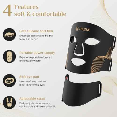 FOLOKE LED Light Therapy Mask Skin Care, 103 3-in-1 Fusion LED Beads, LEDs face mask & neck mask Infrared Red - Wavelength for Home Use, ? Advanced Skincare Made Easy(Licorice)