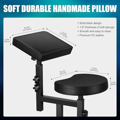 Poarmeey Adjustable Tattoo Arm Rest Chair, Mobile Portable Stool with Wheels, Black Tattoo Chair with Armrest for Artists