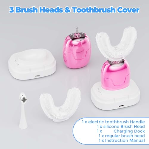 Electric Toothbrush Adults U Shaped Automatic toothbrushes,360¡Æ Whole Mouth Cleansing 3 Cleaning Modes,Rechargeable, Waterproof (White)