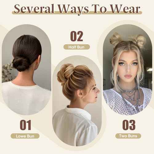 CJL HAIR 2PCs Small Cute Messy Bun Hair Piece for Thin Hair Women Mini Synthetic Curly Bun Scrunchies Updo Hairpieces Black