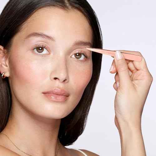 Tweezerman Stainless Steel Slant Tweezer - Eyebrow Tweezers for Women and Men (Rose Gold)