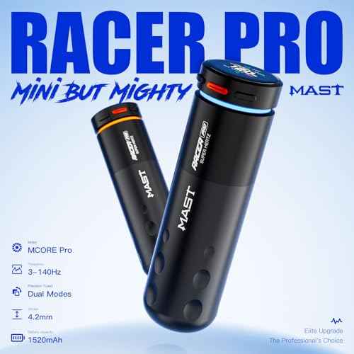 Mast Tattoo Racer Pro Cordless Tattoo Gun Machine Battery 3-140hz Adjust Soft Hard Mode Mcore-Pro Motor Cartridge Tattoo Machine