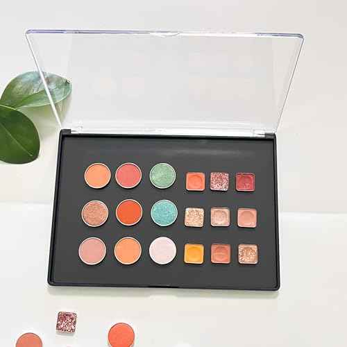 2 Pack XL large Magnetic Makeup Palette with Clear Top, Empty Cosmetics Pan Dispensing Storage Box with 40pcs Metal Sticker for DIY Eyeshadow Lipstick Blush Powder- 9.25'' x6.57''