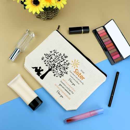Sister Gifts from Sister Makeup Bag Inspirational Gifts for Sister Birthday Graduation Mothers Day Wedding Gifts Zipper Cosmetic Bag Adult Sisters Appreciation Gifts Travel Toiletry Bag Pouch