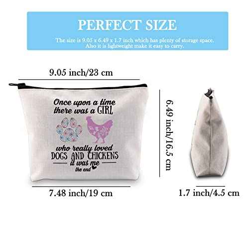 GJTIM Chicken Makeup Bag for Women Dog Gift Farmer Zipper Pouch for Dog Mom Chicken Lover (Dogs Chickens Bag)