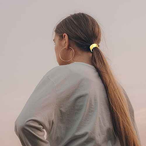 Ponytail Cuff Gold for Women Girls Metal Circle Elastic Hair Ties Rubber Bands Holder Fashion Hair Accessories Ladies Hair Rings Xmas Birthday Valentines Present Set 3 Styles