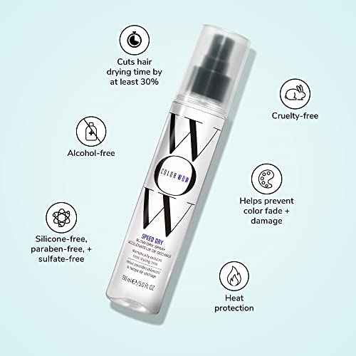 COLOR WOW Speed Dry Blow Dry Spray ? Cut Blow Dry Time by 30% | Heat Protectant, Prevent Breakage | Cruelty-Free & Gluten-Free