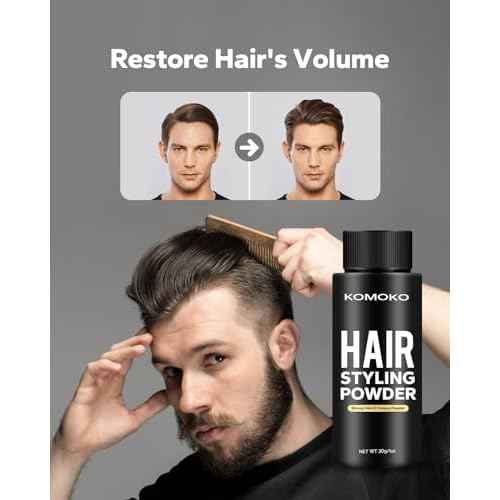 Komoko Hair Styling Powder for Men (0.7 oz) - Instantly Volumizing , Matte Finish Texture, for Strong Hold Natural Look