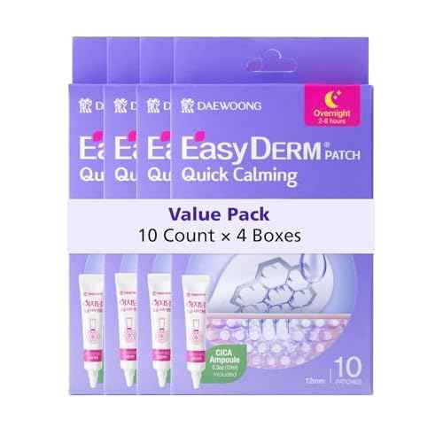 EasyDerm Quick Calming Magnesium Patches ? 40 Patches (4 Pack), Hydrocolloid Acne Spot Treatment with Tea Tree & Cica, Bulk Value Pack for Acne-Prone Skin, Ideal for Home Skincare