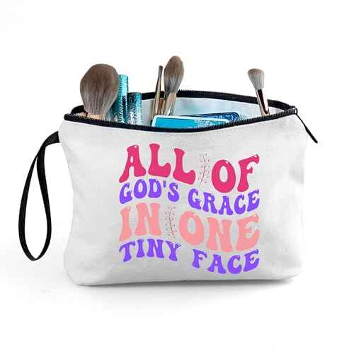 God Daughter Gifts for Girls - All Of God's Grace In One Tiny Face - Small Cosmetic Makeup Makeup Travel Organizer - Teacher & Friendship Motivational Gifts