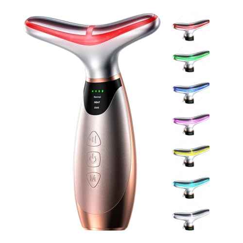 Facial Massager, 7 Colors Red Light Therapy for Face and Neck, Face Lift Device with 113¡ÆF Heating Vibration for Multi Skin Care