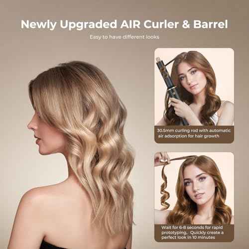 5 in 1 Hair Dryer Brush Set, Air Curler Wrap Hair Styler Blow Dryer Brush with 3 Temps, Upgrade Negative Ion Hot Air Brush Curling Brush Iron, Hair Styling Tools for Dry Curl Straighten