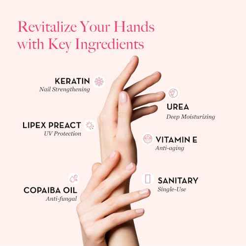Bodipure All-In-1 Moisturizing Hand Mask, Keratin & Vitamin E Hand Mask for Dry Cracked Hands, Natural Moisturizing Gloves Formula, Strengthen Nails & Repair Hands 50 Pairs