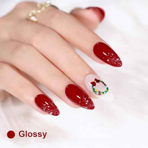 L'UGX Red Gel Nail Polish 15ML Christmas Cherry Dark Red Gel Polish Deep Soak Off UV Gel Colors for Nails Art DIY Manicure & Pedicure at Home Salon Holiday Gifts for Women LGS-703