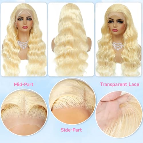 613 Lace Front Wig Human Hair 200 Density Blonde Wig Human Hair 12A 13x6 HD Lace Front Wigs Pre Plucked With Baby Hair 613 Wig Glueless Wigs 24 Inch