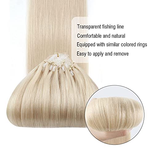 ABH AMAZINGBEAUTY Micro Loop Hair Extensions - 50G 50S Bonded, 20 Inches Platinum Blonde, Microlinks for Women - Human Hair