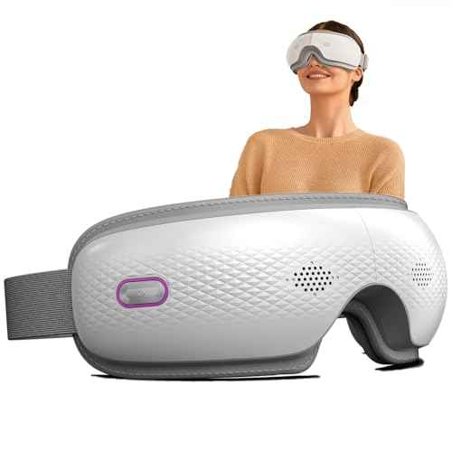 SKG Eye Massager with Heat & Music, Foldable Eye Mask for Migraine & Strain, 5 Massage Modes, Perfect Relaxation Birthday Gifts for Dad, Mom, Men, Women
