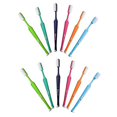 Paro S43 Toothbrush | Compact Brush Head with Soft Bristles | Exchangeable Inter Space F | 4 Rows, 43 Tufts 12 Pack
