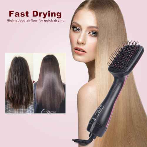 Sonew 2 in 1 Hair Dryer Brush & Straightener Brush, Hair Dryer and Styler, Negative Ion Blow Dryer Brush, Hot Air Brush Detangles, Dries, Smooths, Reduce Frizz & Static