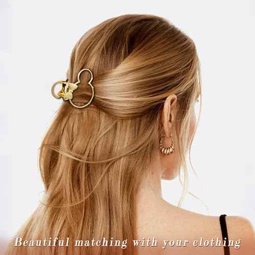 6 Pack Large Metal Claw Clips, Gold Hair Clips, Thick Hair Barrette Hair Clips for Mouse Ears Theme Party Super Cute Theme Park Hair Clasps Accessories