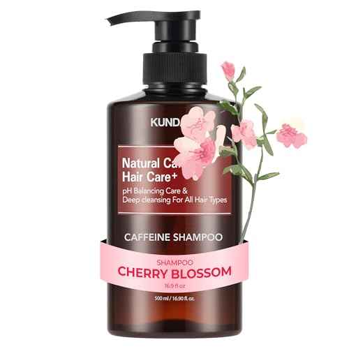 KUNDAL Korean Caffeine Scalp Shampoo [Cherry Blossom] ? Sulfate-Free Hair Care with Menthol & Botanical Extracts ? For Fuller-Looking Hair, Scalp Refresh & Strength ? 16.9 Fl Oz
