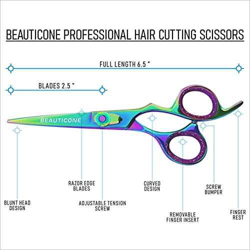 BEAUTICONE Hair Cutting Scissors, Professional 6.5" Barber Shears for Haircut Men/Women, Beard & Mustache Trimming Stainless Steel Hairdressing Scissors, Adjustable Screw