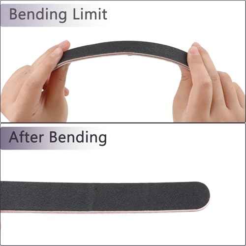3 Pack Professional Emery Boards, 100/180 Grit Nail File for Acrylic and Natural Nails, Reusable, Black