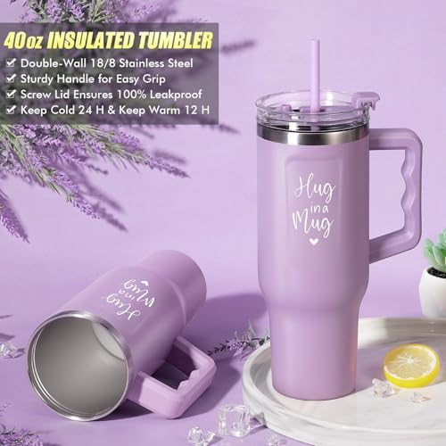 Birthday Gifts for Women Self Care Gifts Get Well Soon Gifts, Lavender Relaxing Spa Gifts Basket Care Package w/ Flannel Blanket 40 OZ Tumbler, Christmas Gifts for Mom Wife Grandma Friends Sisters Her