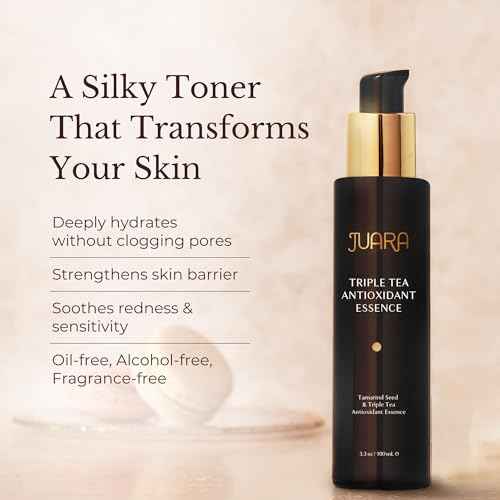 JUARA Triple Tea Hydrating Toner - Hyaluronic Acid Face Toner with Antioxidants, Oil-Free Plumping Gel for All Skin Types, 3.3 oz