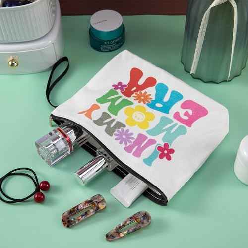 PARBEE Mom Makeup Bag In My Mom Era Cosmetic Bag Canvas Zipper Pouch Toiltery Case for Mother's Day Women Birthday Gift