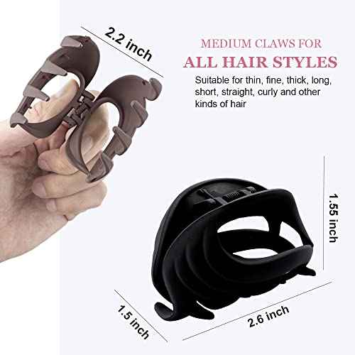 Hair Claw Clips for Women, Girls & Kids - Thin to Thick Hair, 2.6 Inch Strong Matte Flower Jaw Clips, Non-Slip Clamps with Gift Box (6 Packs)