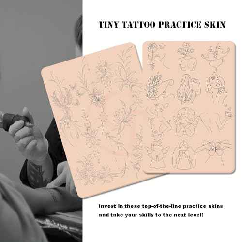 3pcs Professional Double-Sided Tattoo Practice Skin, Pink Silicone Pad with Pre-Printed Light Gray Outlines for Beginners & Artists, Reusable, Realistic Texture for Tattoo Training & Needle Technique