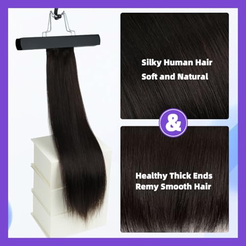 Winsky 20" Human Hair Ponytail Extension Wrap Around -Dark Brown Color Straight Pony Tail Real 100% Real Remy Hair Extensions for Women (20 Inch #Dark Brown, 90gram)
