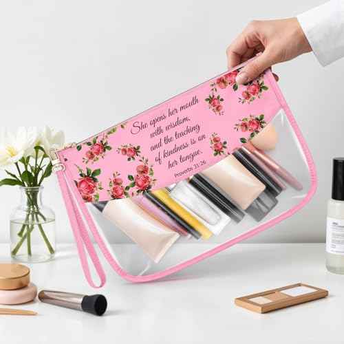 Christian Gifts for Women Birthday Inspiration Religious Spiritual Catholic Gifts for Women Mom Friends Female Coworker Sister Christian Clear Cosmetic Bag Christmas Birthday Presents for Her