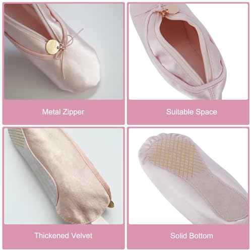 Small Ballet Dance Recital Makeup Bag Ballerina Gifts for Girls & Women Dancer Lover, Mini Ballet Slipper Shoe Makeup Pouch Cosmetic Bag Pink (1PC)