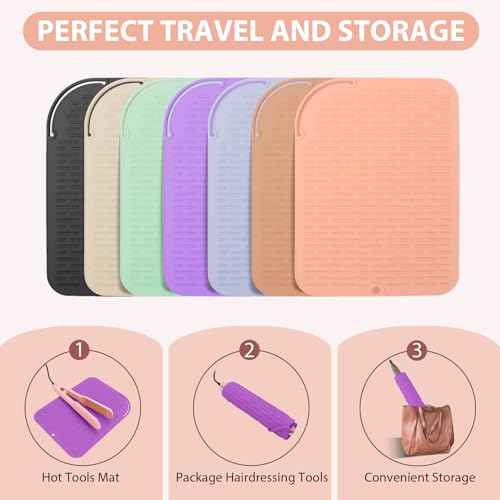 Large Silicone Heat Resistant Mat, Portable Travel Hot Hair Tools Holder Pad for Curling Iron, Flat Iron, Hair Straightener and Other Styling Tools(12.0" x 9.0")