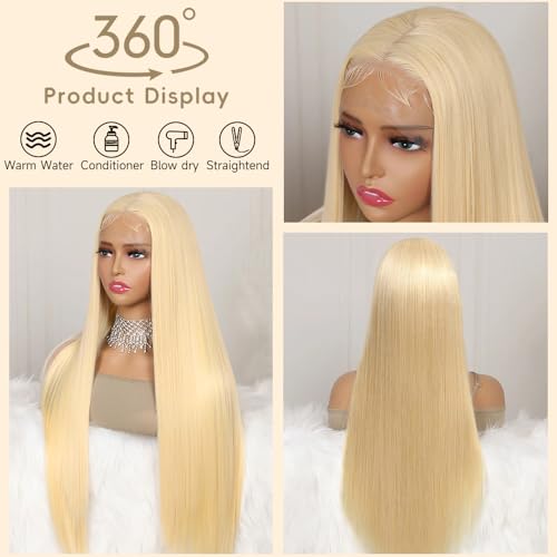 20 Inch 613 Lace Front Wig Human Hair Straight 200 Density Blonde Lace Front Wigs Human Hair Pre Plucked 13x6 Lace Front Wigs for Women