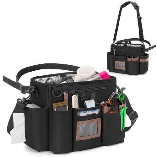 BAFASO Insulated Hairdresser Bag with Adjustable Waist Belt and Shoulder Strap, Multifunctional Barber Case for Hair Cutting Tools and Hot Tools, Black