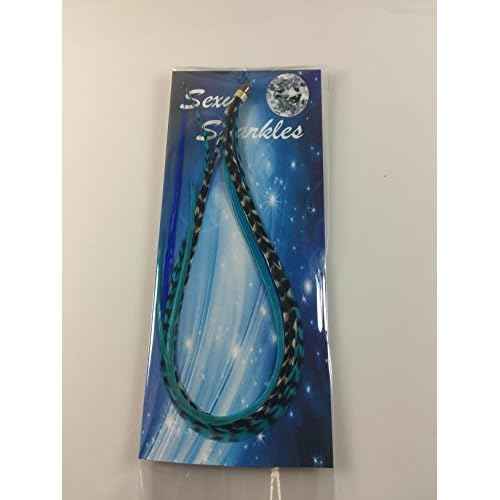 Feather Hair Extension ? Ocean Blue and Aqua Grizzly Feathers, All Bonded Together at the Tip, With a Total of 5 Feathers, Ranging From 7 to 10 Inches in Length