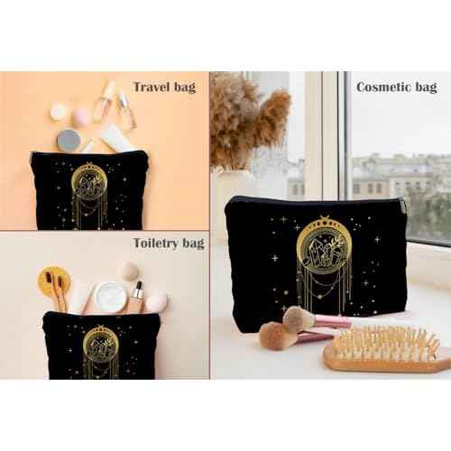 Boho Moon Phase Makeup Bag Cosmetic Bags for Women, Witch Stuff, Witch Gifts for Women, Witch Craft Gifts, Small Makeup Cosmetic Bag for Purse