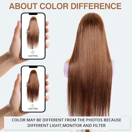 Brown Striaght human hair wigs HD Lace Closure wigs Wear and Go Wigs Pre Cut Glueless Human Hair Wig 180% Density 2x6 Lace Closure Human Hair Wigs 20inch