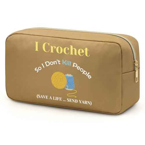 Funny Crocheting Gifts Makeup Bag Crochet Gift for Crochet Lovers Knitting Lovers Crocheter Cosmetic Pouch Crochet Knitting Gifts for Women Knitting Gift for Grandma Auntie Mom Mothers Day